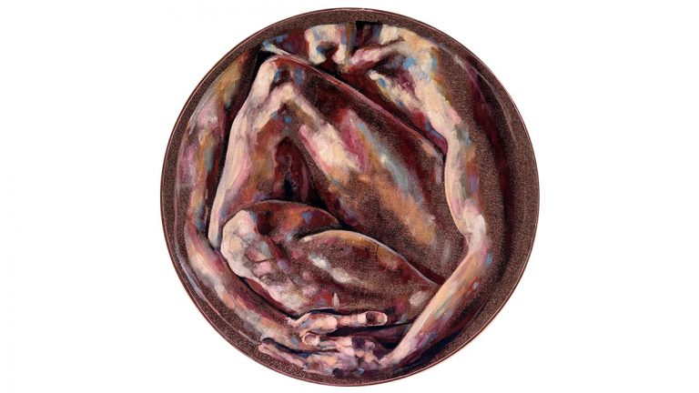 BINNEPOESPIENK ‘Gevleg-Platted’ 50cm Oil on fabric v2 cover